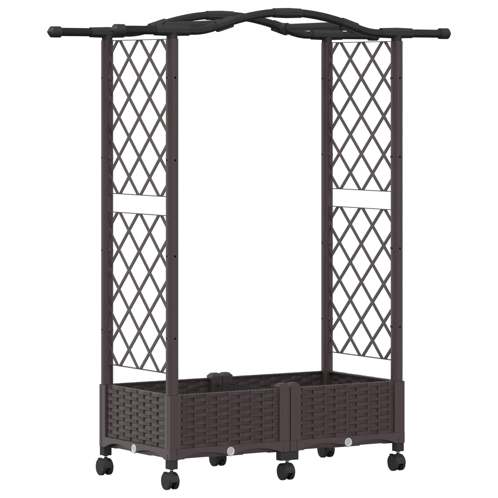 Verhoogd Bed met Trellis en Dak Bruin 124 x 40 x 129 cm PP