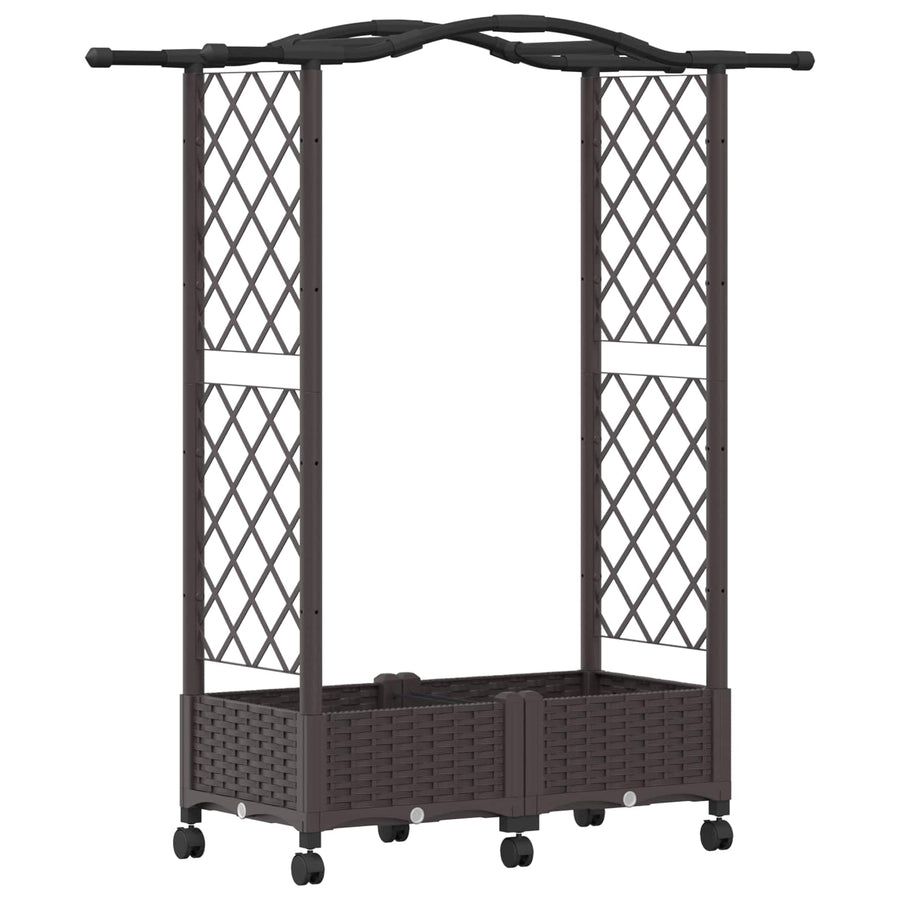 Verhoogd Bed met Trellis en Dak Bruin 124 x 40 x 129 cm PP