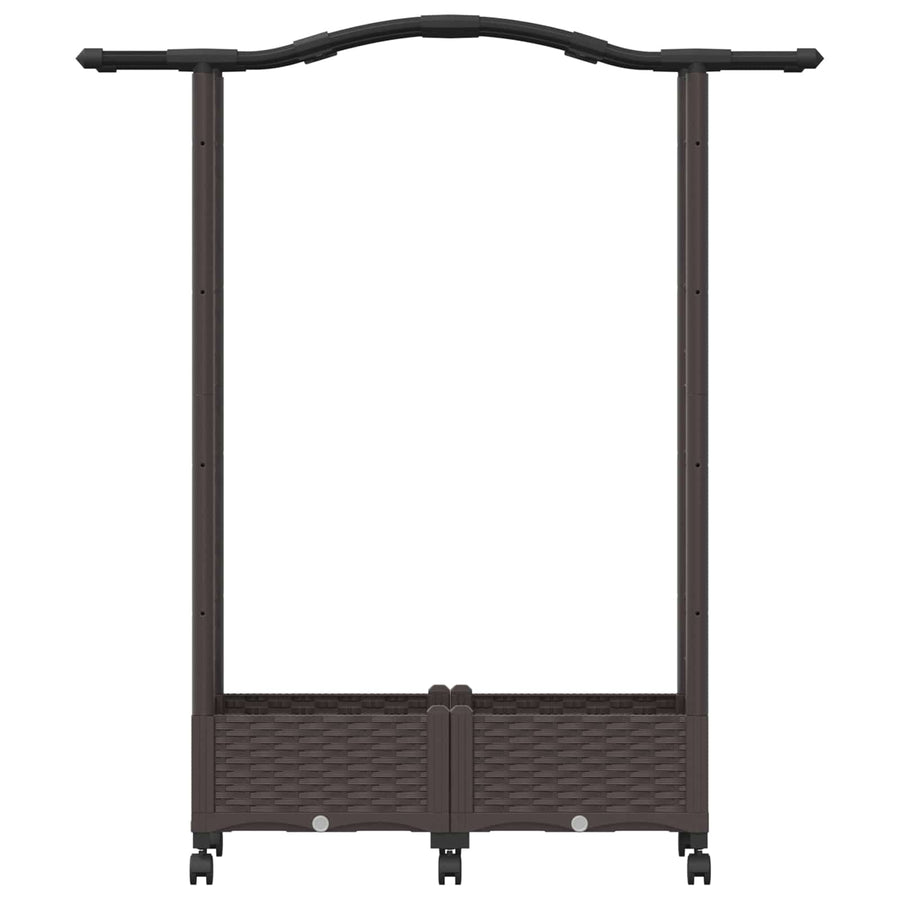 Verhoogd Bed met Trellis en Dak Bruin 124 x 40 x 129 cm PP