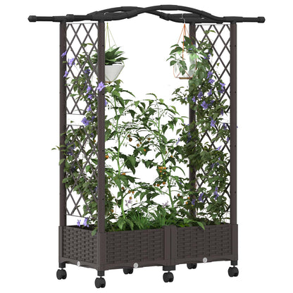 Verhoogd Bed met Trellis en Dak Bruin 124 x 40 x 129 cm PP