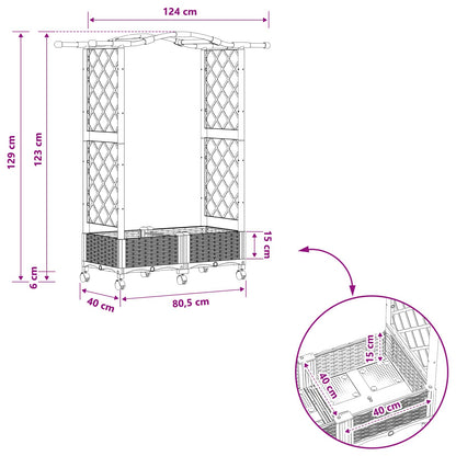 Verhoogd Bed met Trellis en Dak Bruin 124 x 40 x 129 cm PP