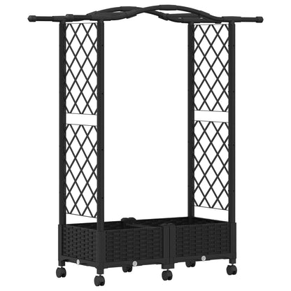 Verhoogd Bed met Trellis en Dak Zwart 124 x 40 x 129 cm PP