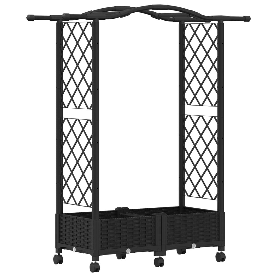 Verhoogd Bed met Trellis en Dak Zwart 124 x 40 x 129 cm PP