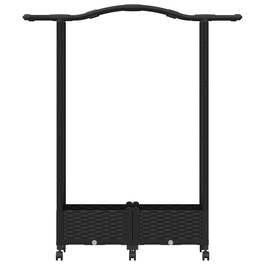 Verhoogd Bed met Trellis en Dak Zwart 124 x 40 x 129 cm PP
