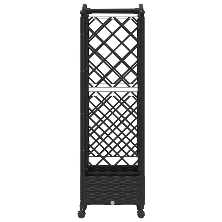 Verhoogd Bed met Trellis en Dak Zwart 124 x 40 x 129 cm PP