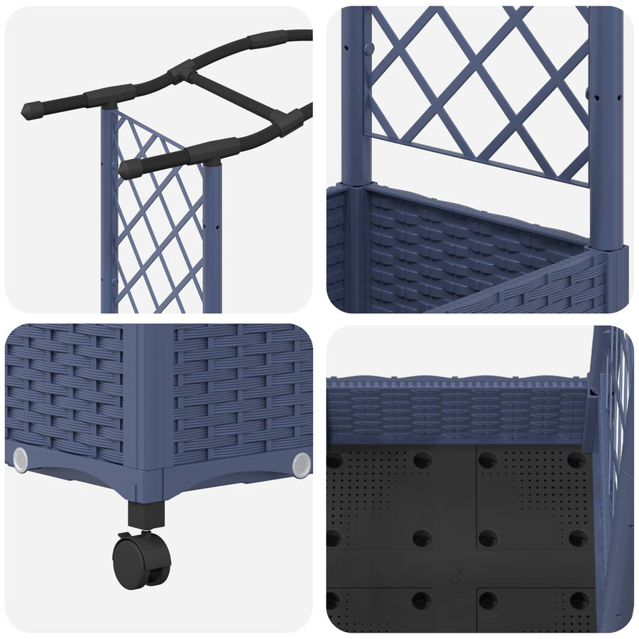 Verhoogd Bed met Trellis en Dak Grijs 124 x 40 x 129 cm PP