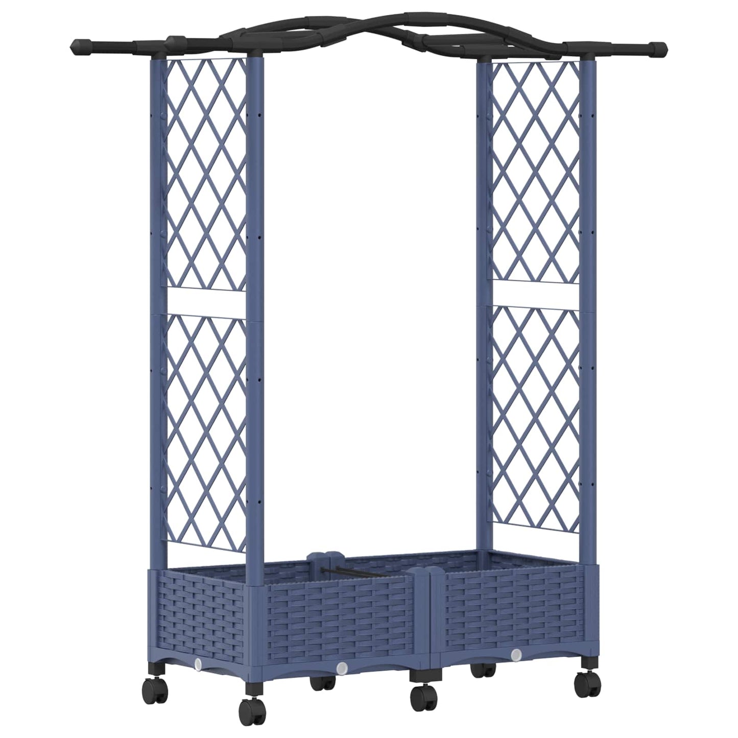 Verhoogd Bed met Trellis en Dak Grijs 124 x 40 x 129 cm PP