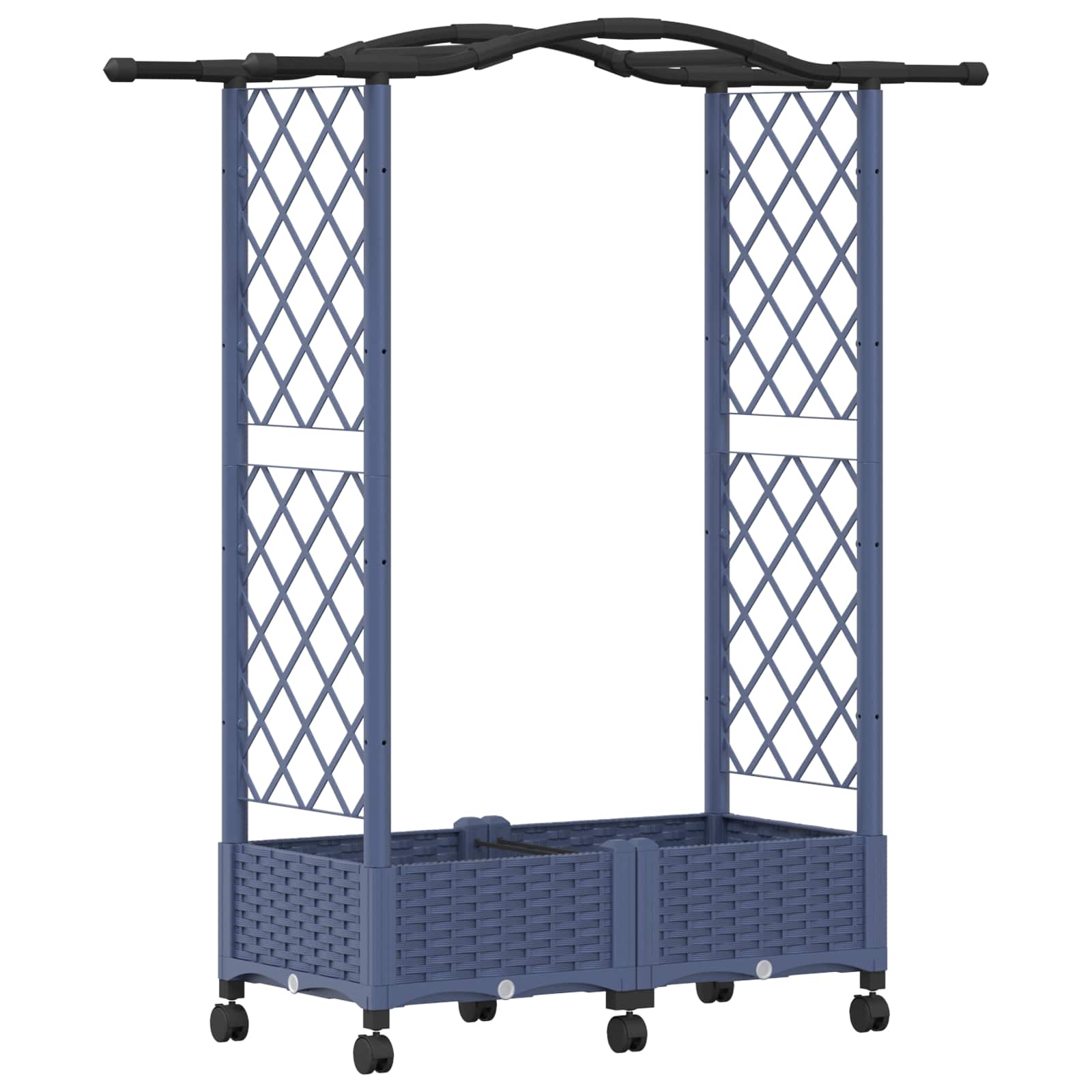 Verhoogd Bed met Trellis en Dak Grijs 124 x 40 x 129 cm PP