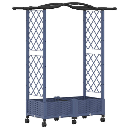 Verhoogd Bed met Trellis en Dak Grijs 124 x 40 x 129 cm PP
