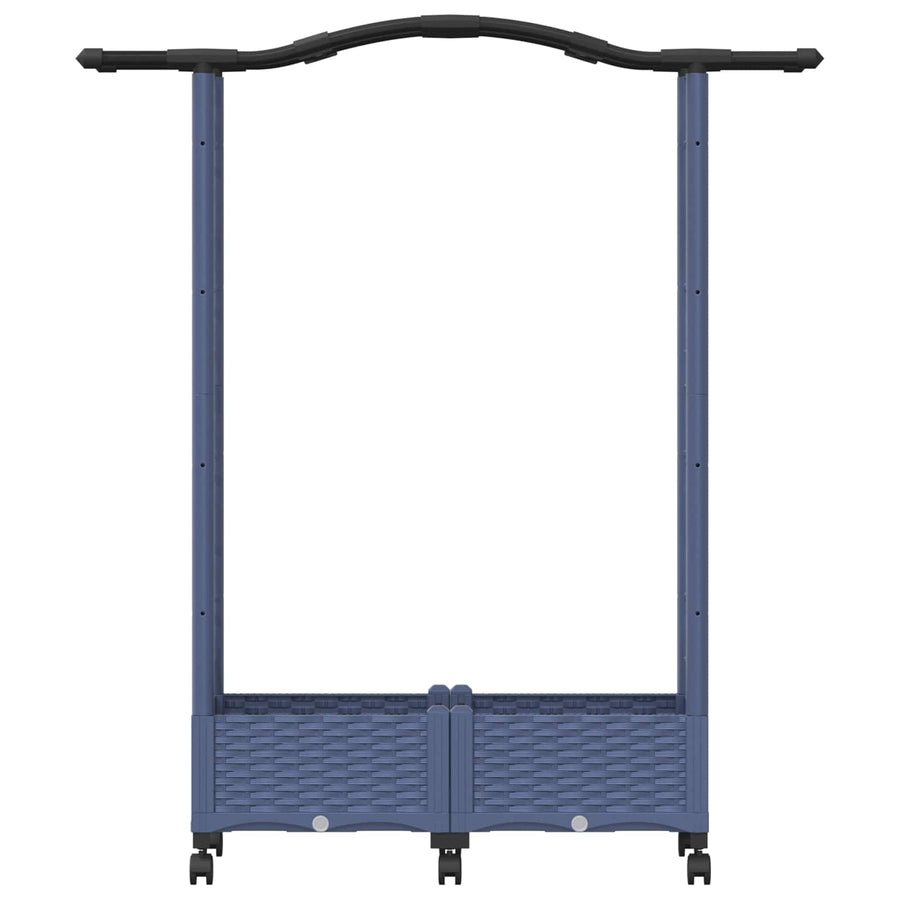 Verhoogd Bed met Trellis en Dak Grijs 124 x 40 x 129 cm PP