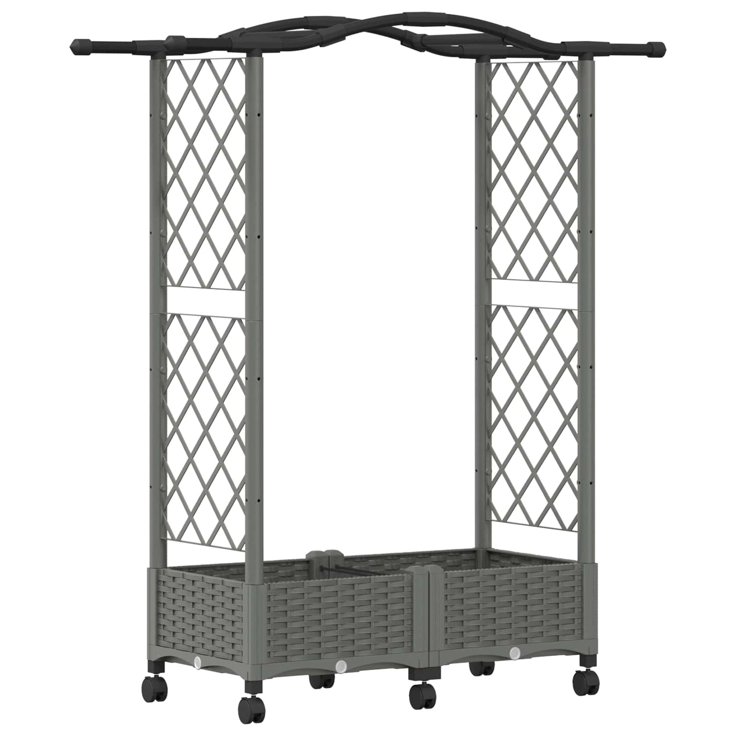 Verhoogd Bed met Trellis en Dak Lichtgrijs 124 x 40 x 129 cm PP
