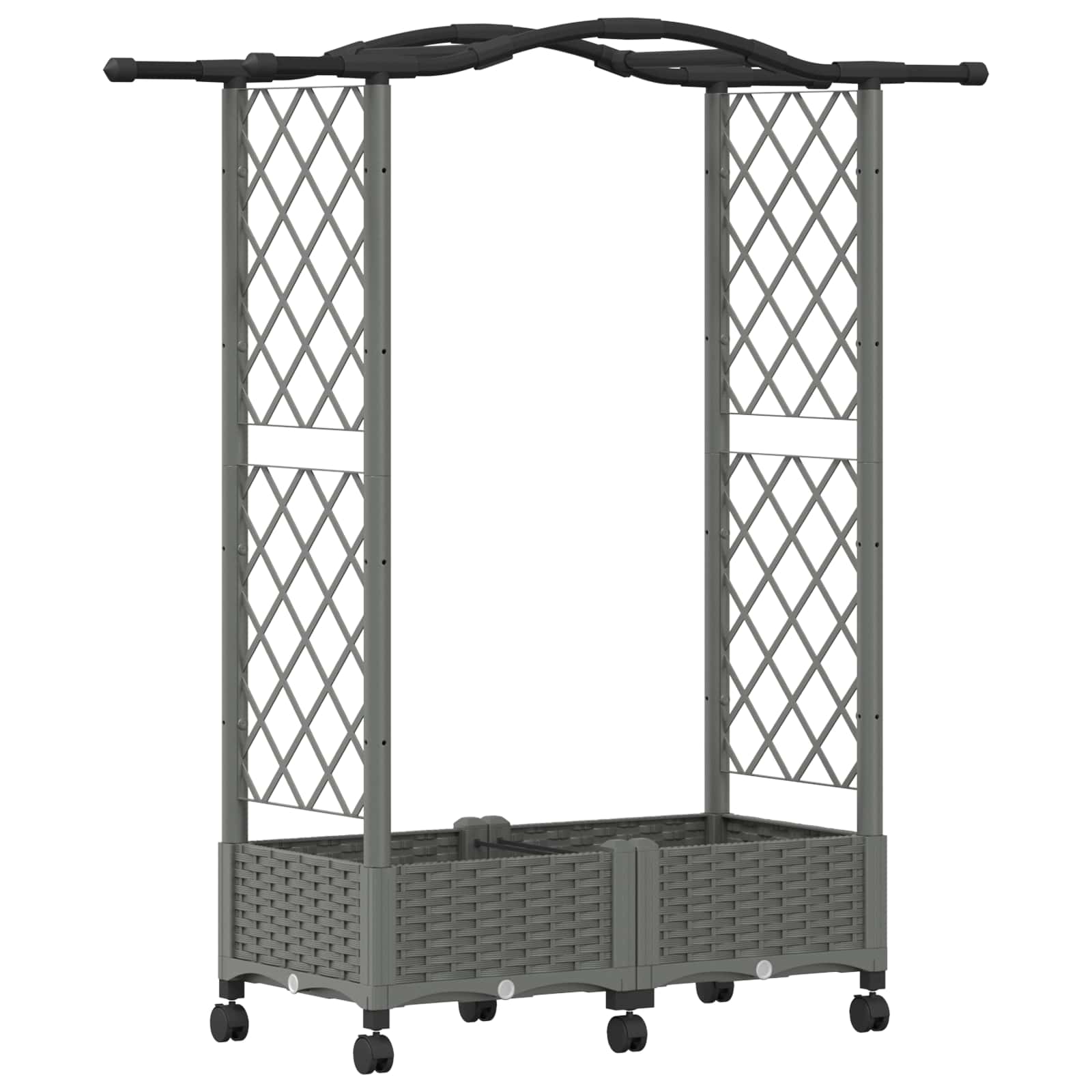 Verhoogd Bed met Trellis en Dak Lichtgrijs 124 x 40 x 129 cm PP