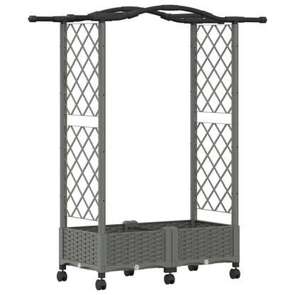 Verhoogd Bed met Trellis en Dak Lichtgrijs 124 x 40 x 129 cm PP