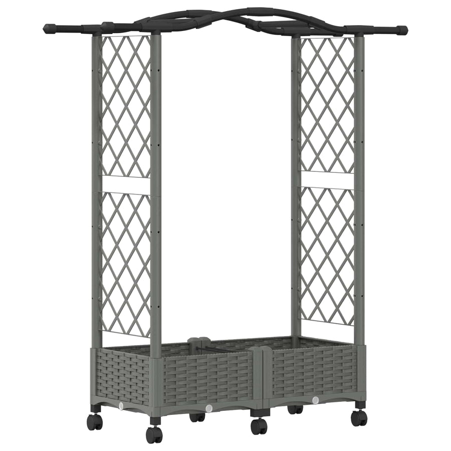 Verhoogd Bed met Trellis en Dak Lichtgrijs 124 x 40 x 129 cm PP