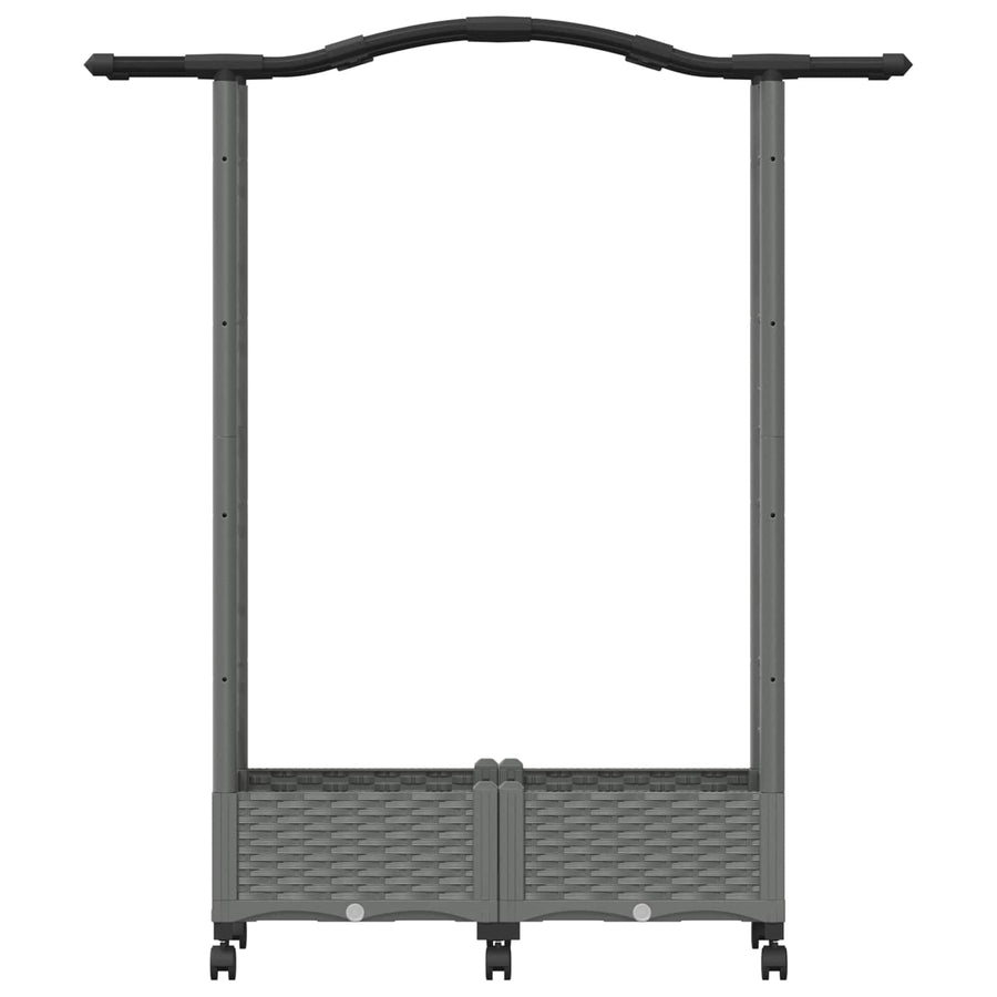 Verhoogd Bed met Trellis en Dak Lichtgrijs 124 x 40 x 129 cm PP