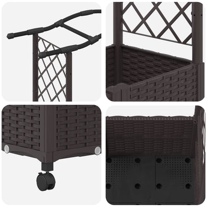 Verhoogd Bed met Trellis en Dak Bruin 125 x 40 x 144 cm PP