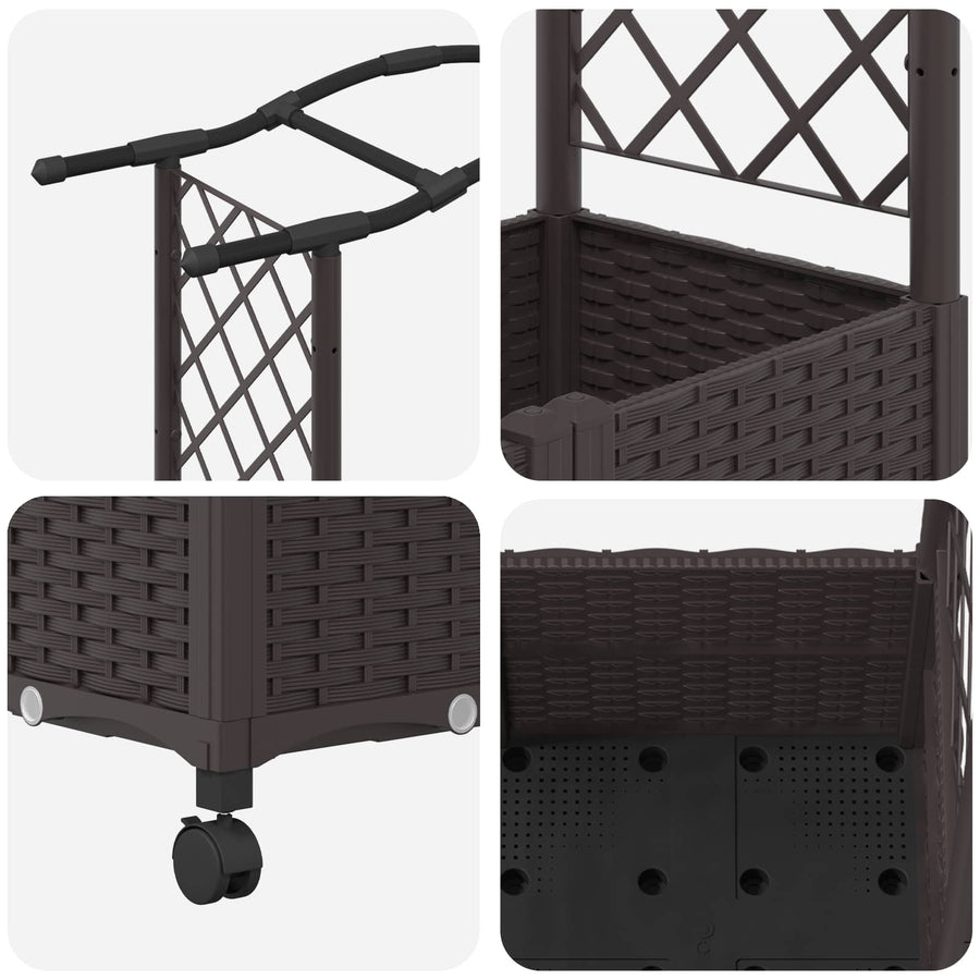 Verhoogd Bed met Trellis en Dak Bruin 125 x 40 x 144 cm PP