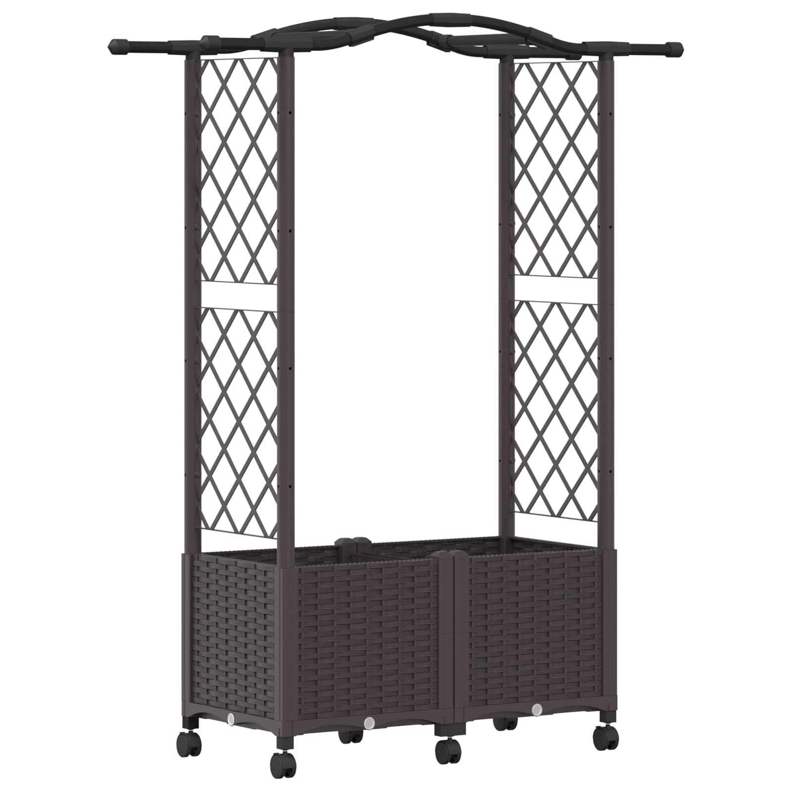 Verhoogd Bed met Trellis en Dak Bruin 125 x 40 x 144 cm PP
