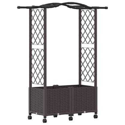 Verhoogd Bed met Trellis en Dak Bruin 125 x 40 x 144 cm PP