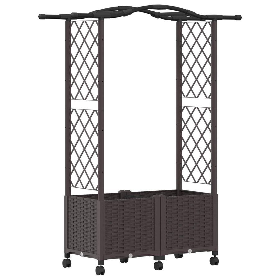 Verhoogd Bed met Trellis en Dak Bruin 125 x 40 x 144 cm PP