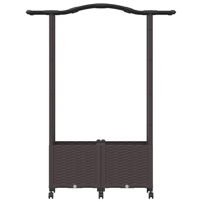 Verhoogd Bed met Trellis en Dak Bruin 125 x 40 x 144 cm PP