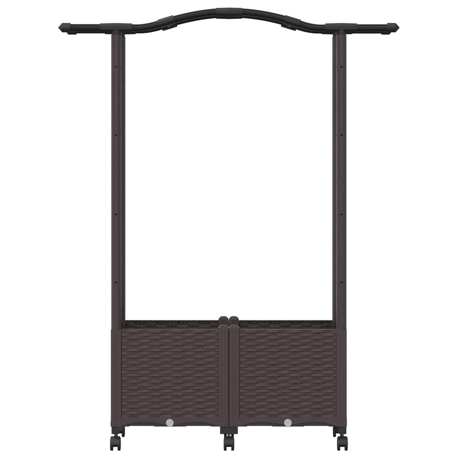 Verhoogd Bed met Trellis en Dak Bruin 125 x 40 x 144 cm PP