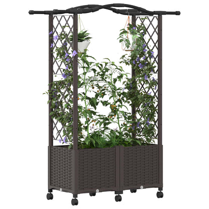 Verhoogd Bed met Trellis en Dak Bruin 125 x 40 x 144 cm PP