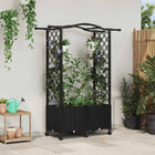 Verhoogd tuinbed met dak en trellis 125x40x144 cm zwart