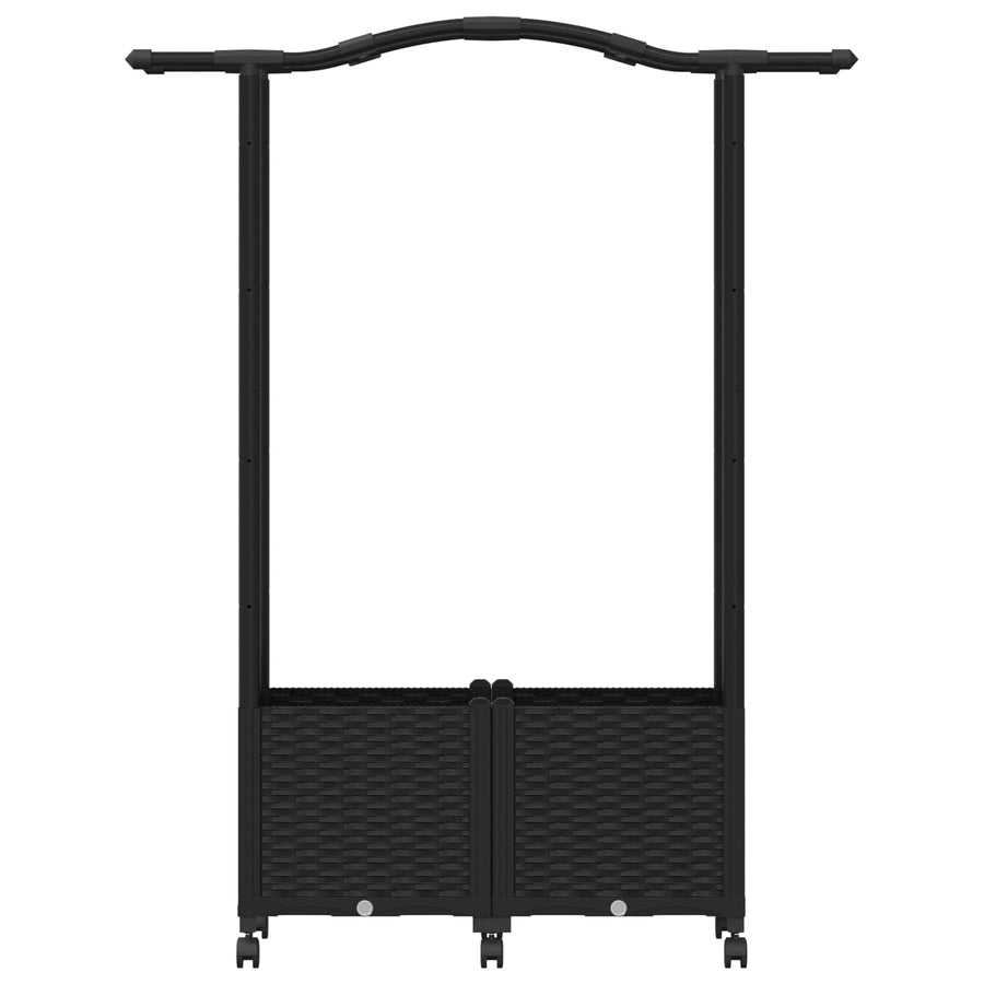 Verhoogd Bed met Trellis en Dak Zwart 125 x 40 x 144 cm PP