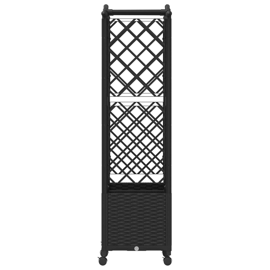 Verhoogd Bed met Trellis en Dak Zwart 125 x 40 x 144 cm PP