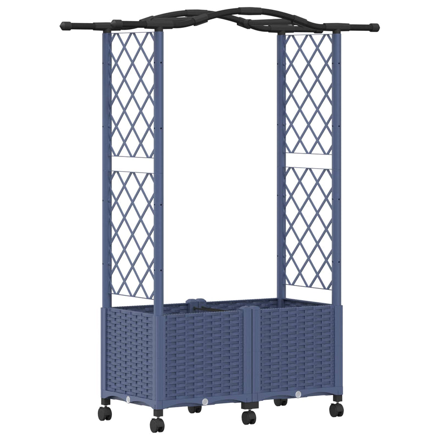 Verhoogd Bed met Trellis en Dak Grijs 125 x 40 x 144 cm PP