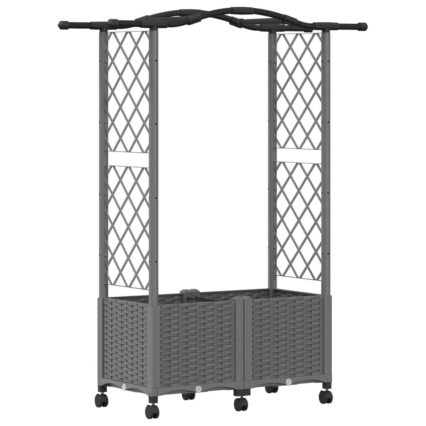 Verhoogd Bed met Trellis en Dak Lichtgrijs 125 x 40 x 144 cm PP