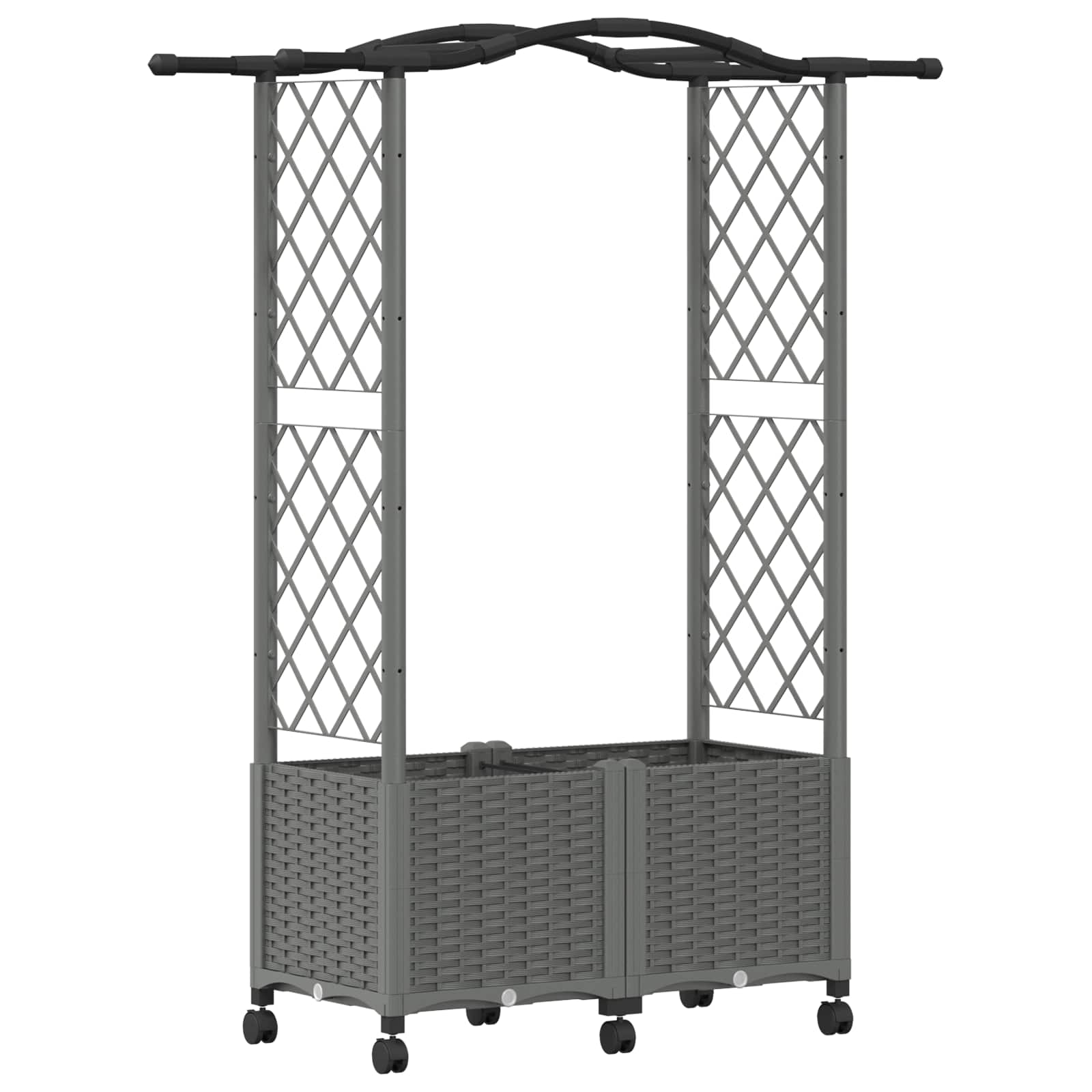 Verhoogd Bed met Trellis en Dak Lichtgrijs 125 x 40 x 144 cm PP