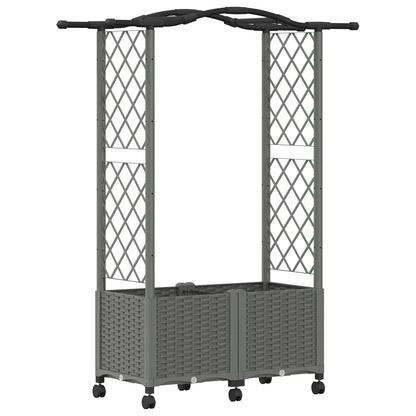 Verhoogd Bed met Trellis en Dak Lichtgrijs 125 x 40 x 144 cm PP
