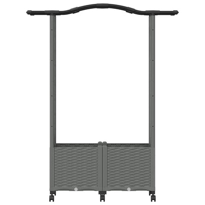 Verhoogd Bed met Trellis en Dak Lichtgrijs 125 x 40 x 144 cm PP