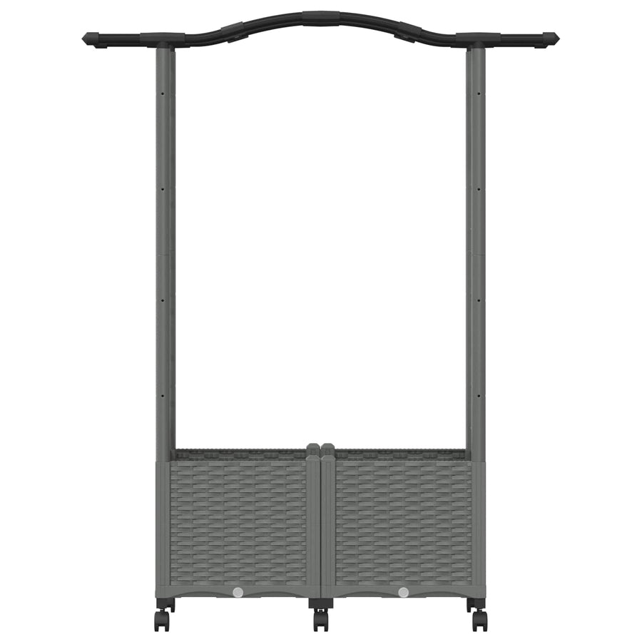 Verhoogd Bed met Trellis en Dak Lichtgrijs 125 x 40 x 144 cm PP
