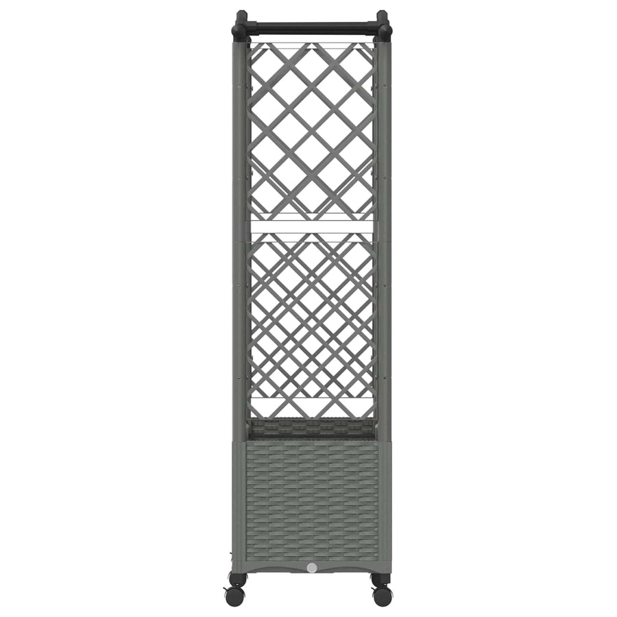 Verhoogd Bed met Trellis en Dak Lichtgrijs 125 x 40 x 144 cm PP