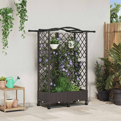 Verhoogd Bed met Trellis en Dak Bruin 124 x 40 x 129 cm PP