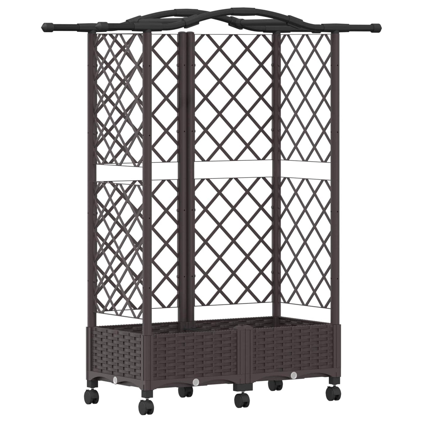 Verhoogd Bed met Trellis en Dak Bruin 124 x 40 x 129 cm PP