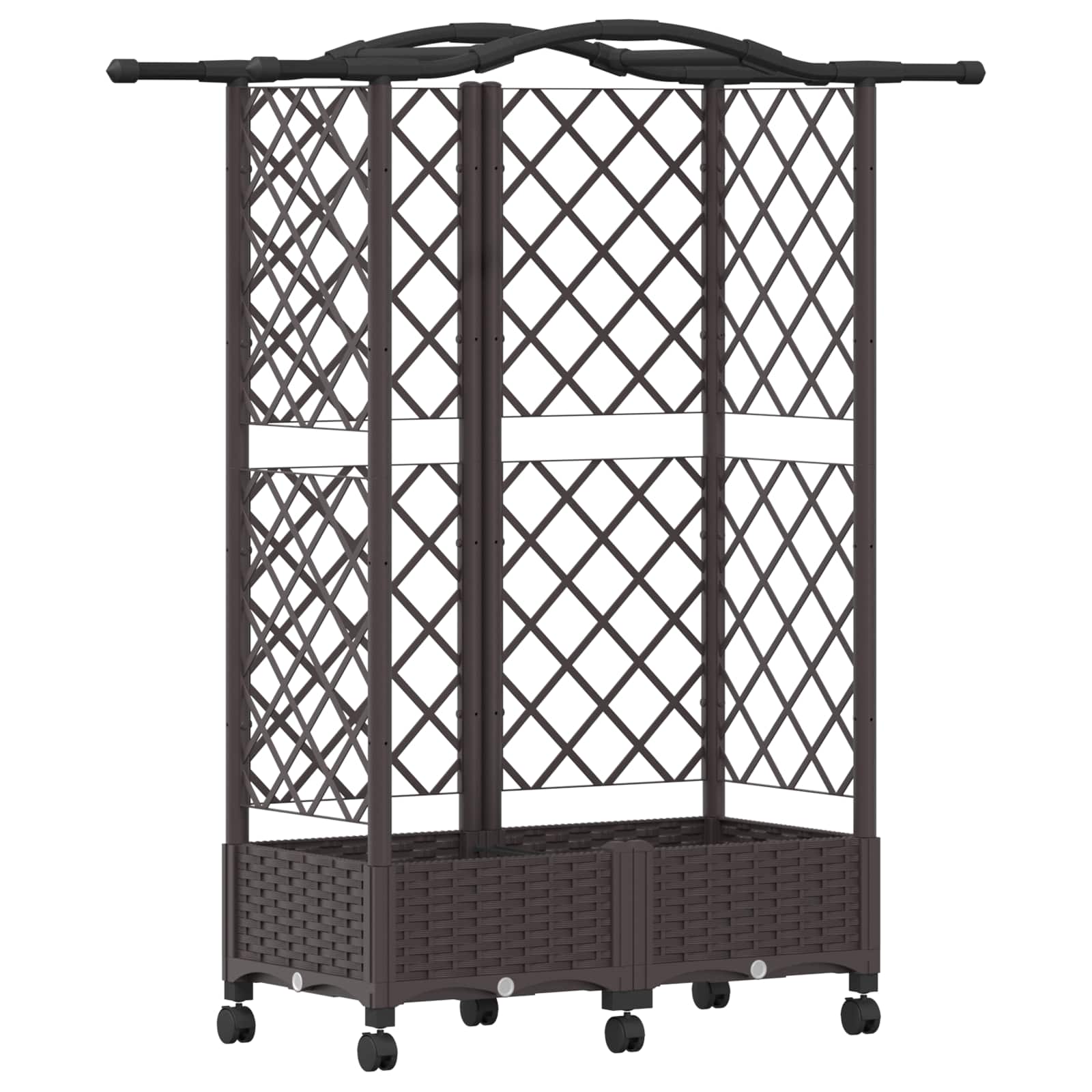 Verhoogd Bed met Trellis en Dak Bruin 124 x 40 x 129 cm PP