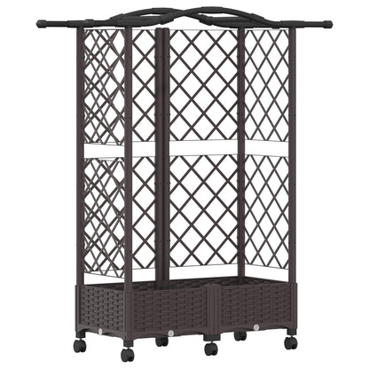 Verhoogd Bed met Trellis en Dak Bruin 124 x 40 x 129 cm PP