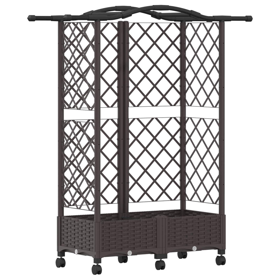 Verhoogd Bed met Trellis en Dak Bruin 124 x 40 x 129 cm PP
