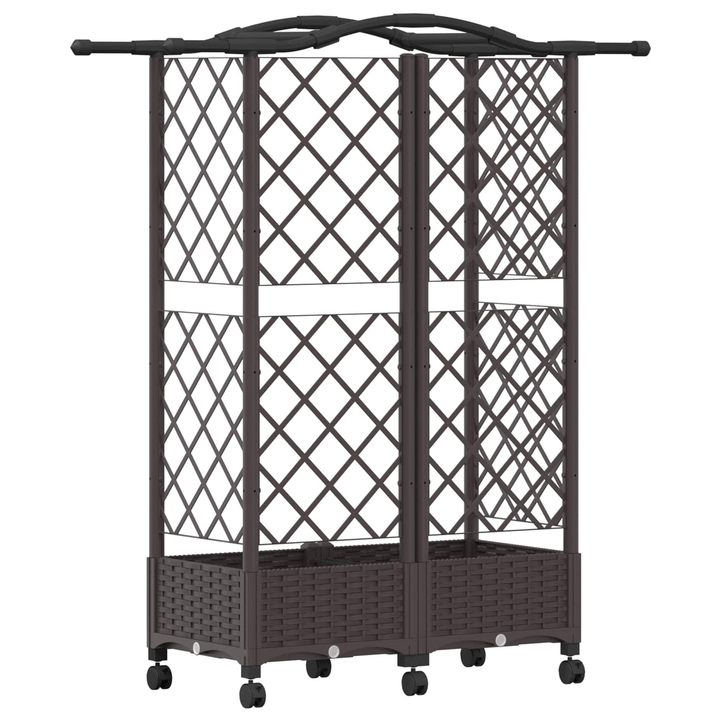 Verhoogd Bed met Trellis en Dak Bruin 124 x 40 x 129 cm PP