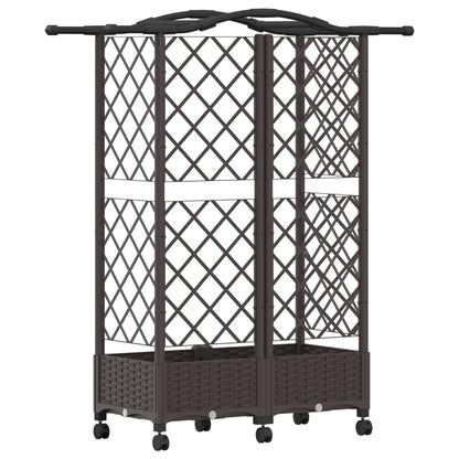 Verhoogd Bed met Trellis en Dak Bruin 124 x 40 x 129 cm PP