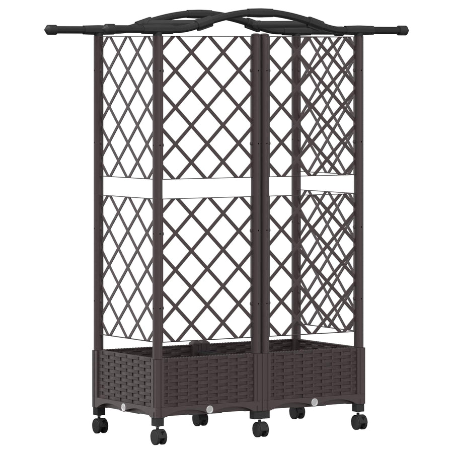 Verhoogd Bed met Trellis en Dak Bruin 124 x 40 x 129 cm PP