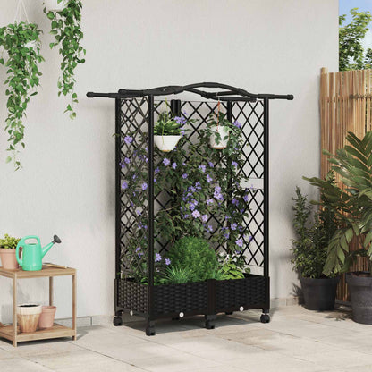 Verhoogd Bed met Trellis en Dak Zwart 124 x 40 x 129 cm PP