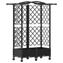 Verhoogd Bed met Trellis en Dak Zwart 124 x 40 x 129 cm PP