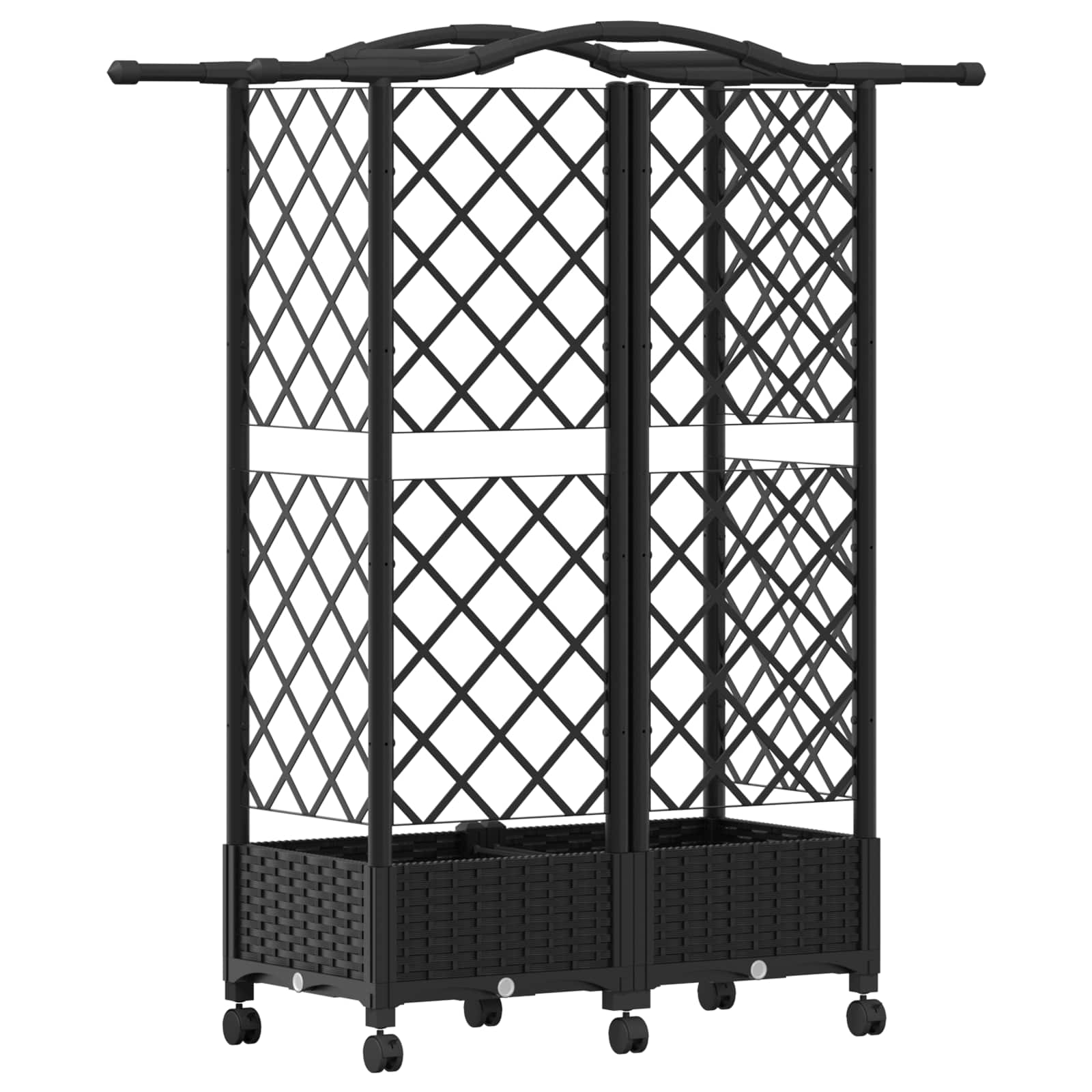 Verhoogd Bed met Trellis en Dak Zwart 124 x 40 x 129 cm PP