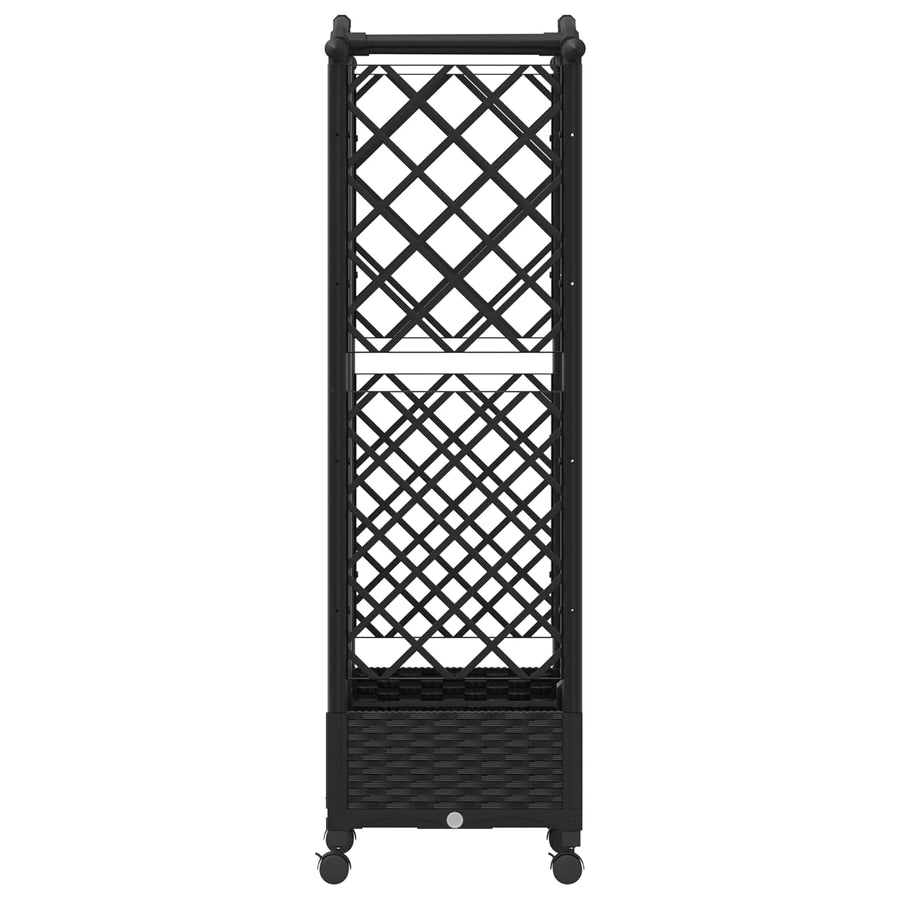 Verhoogd Bed met Trellis en Dak Zwart 124 x 40 x 129 cm PP