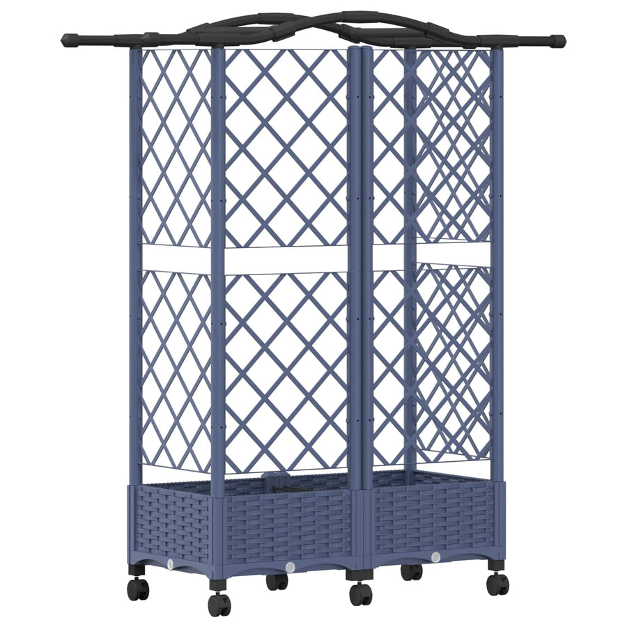 Verhoogd Bed met Trellis en Dak Grijs 124 x 40 x 129 cm PP
